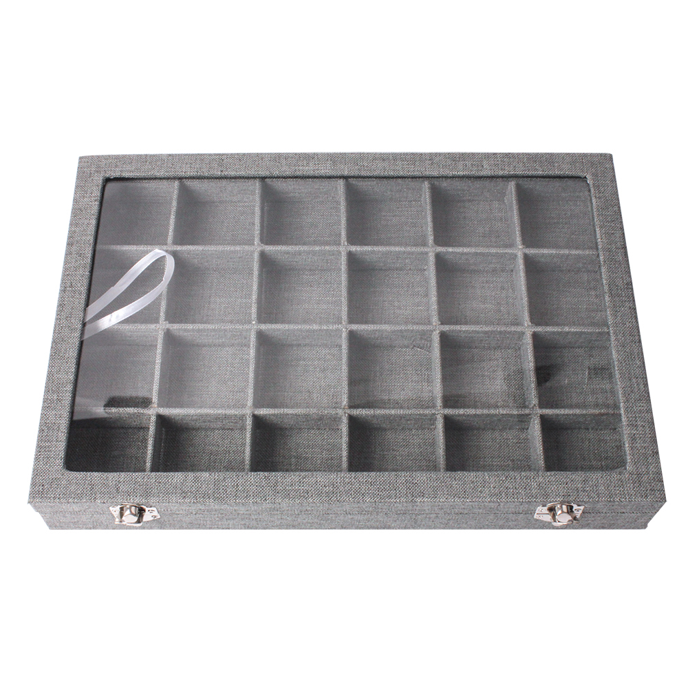 67170 fashion linen display tray with glass lid