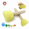 21347 3 pieces wooden handle round foam sponge brush