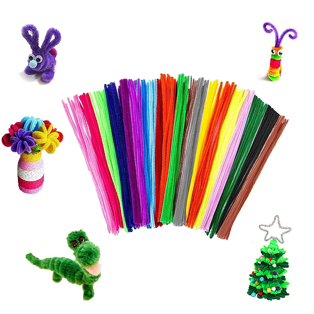 Kids craft DIY kit with pompom cleaner pipes and googly eyes