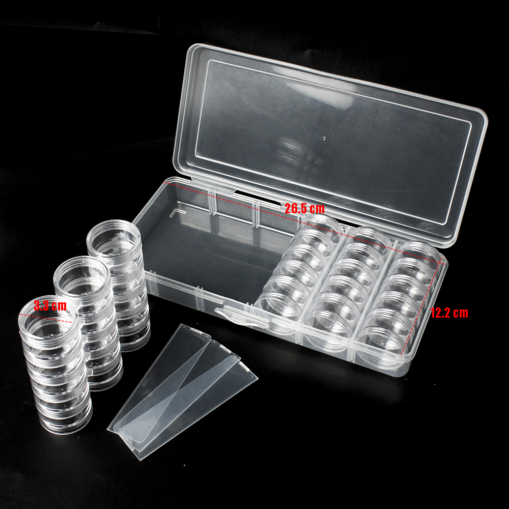 29549 Hot sale Clear Plastic Jewelry Bead Storage Box Small Round Container Jars Make Up Organizer 