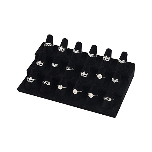 67703 Creative black velvet 18 finger ring display rack 