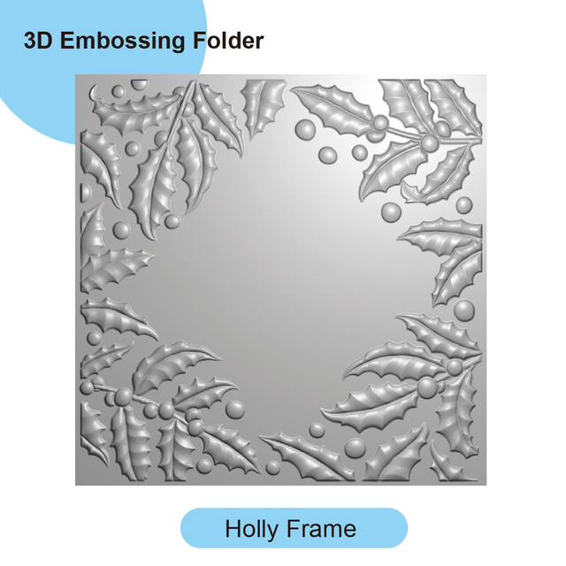 EF20240307-24_3D Embossing Folder for Card Making_Holly Frame