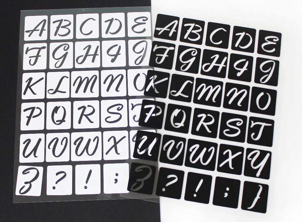27652 30 PC/PZ Custom PVC reusable Alphabet adhesive stencil for art and craft drawing