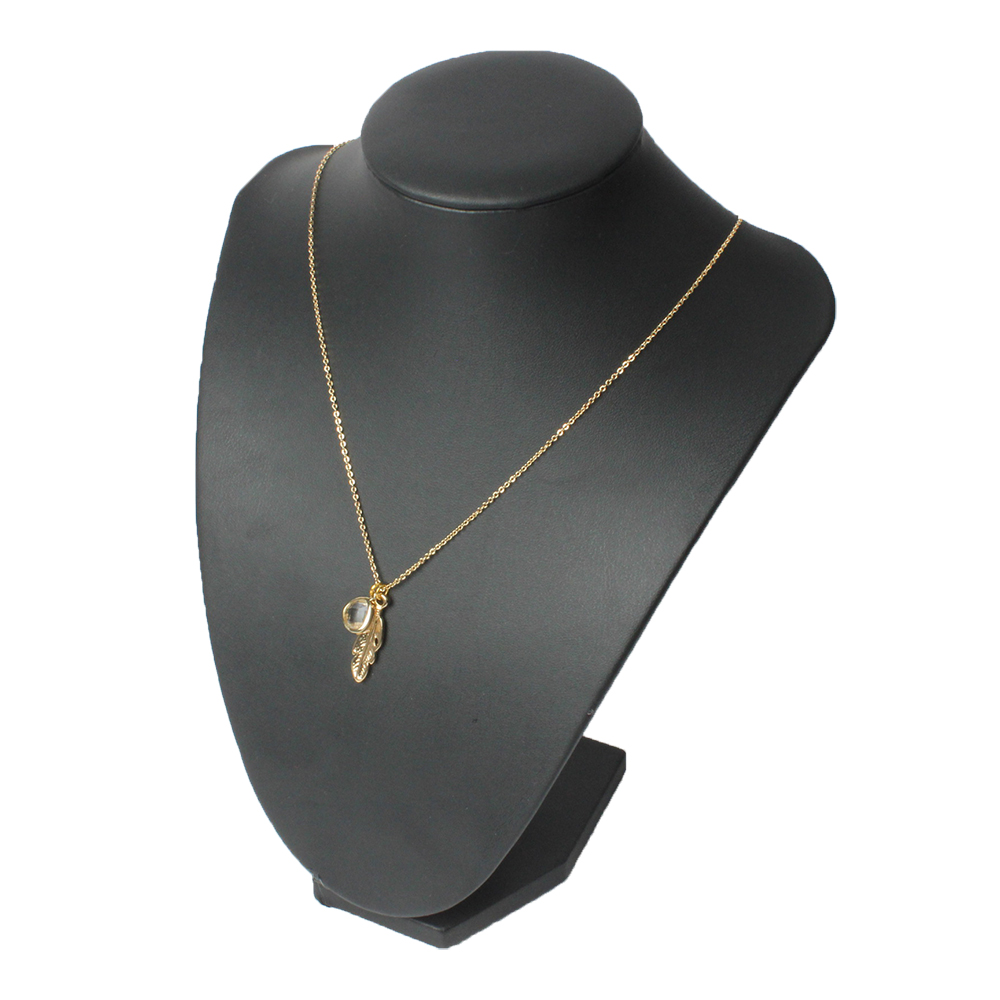 67044 Black leather necklace pendant chain jewelry chest display bracket