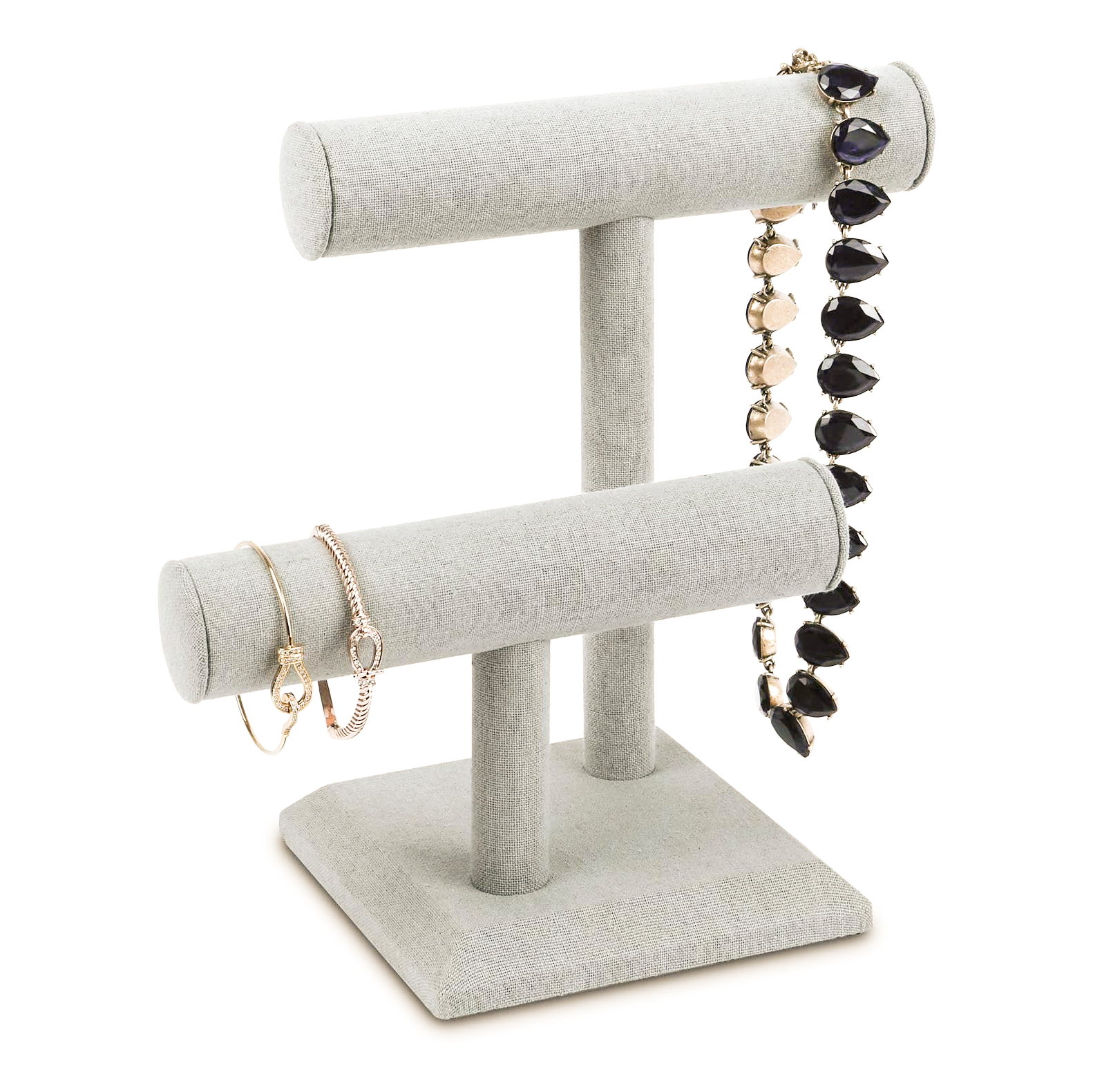 67028 Linen Two Tiers T-Bar Bracelet Bangle Jewelry Display 