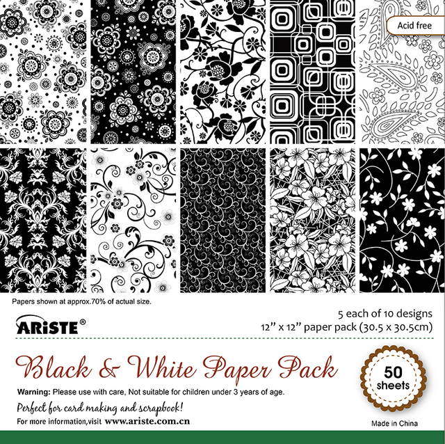 12 X 12 Paper Pad - black & white flower