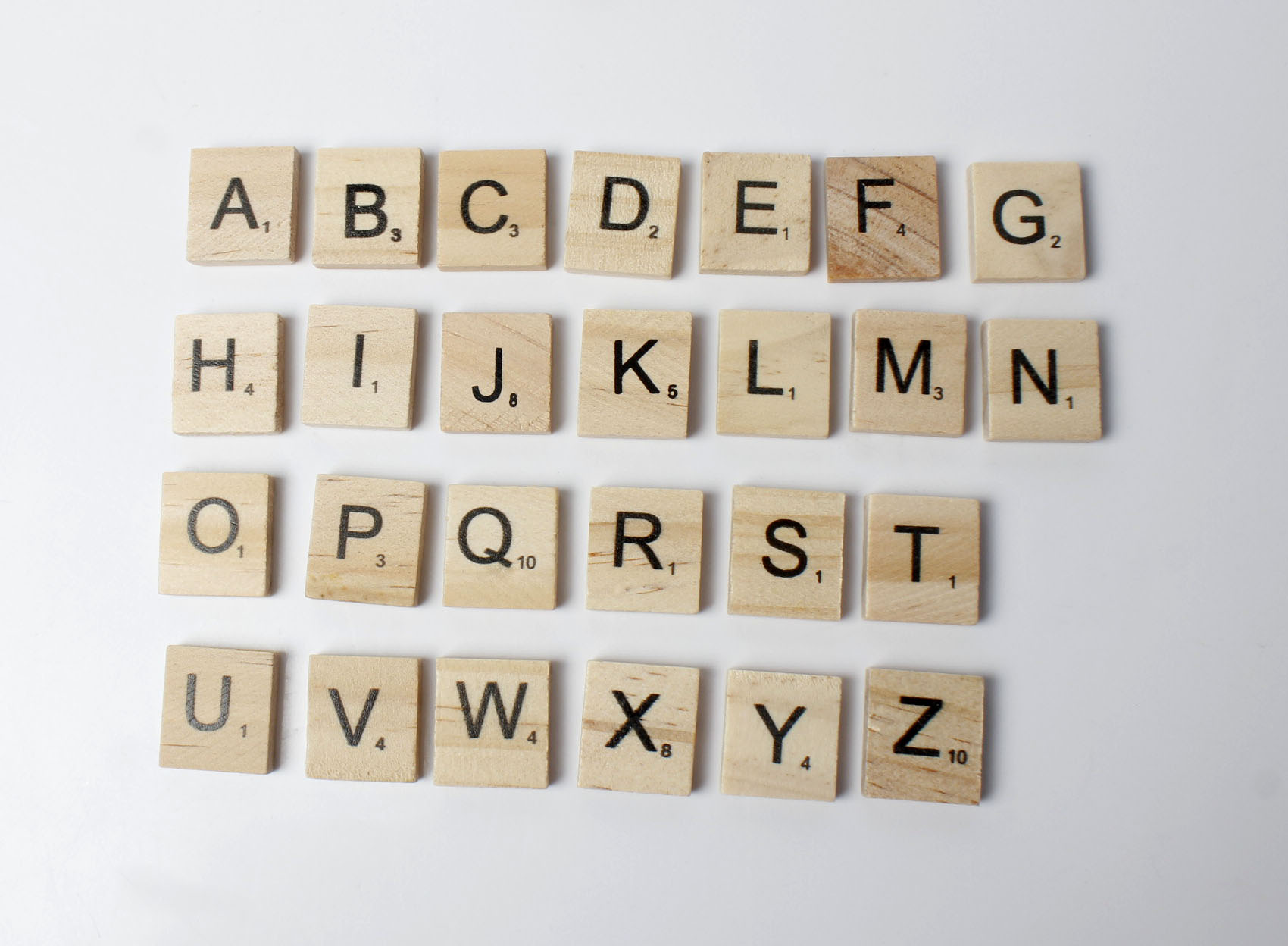 28482 Wooden scrabble tile letters