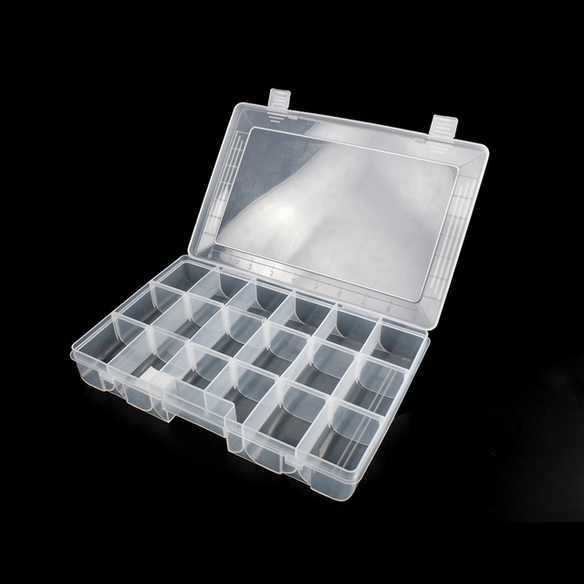 21854 21855 21856 Adjustable 18 compartments Clear plastic storage box