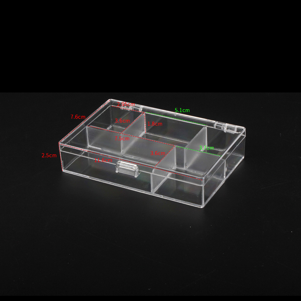 21837 Clear Plastic Hard Bead Container 5 spaces