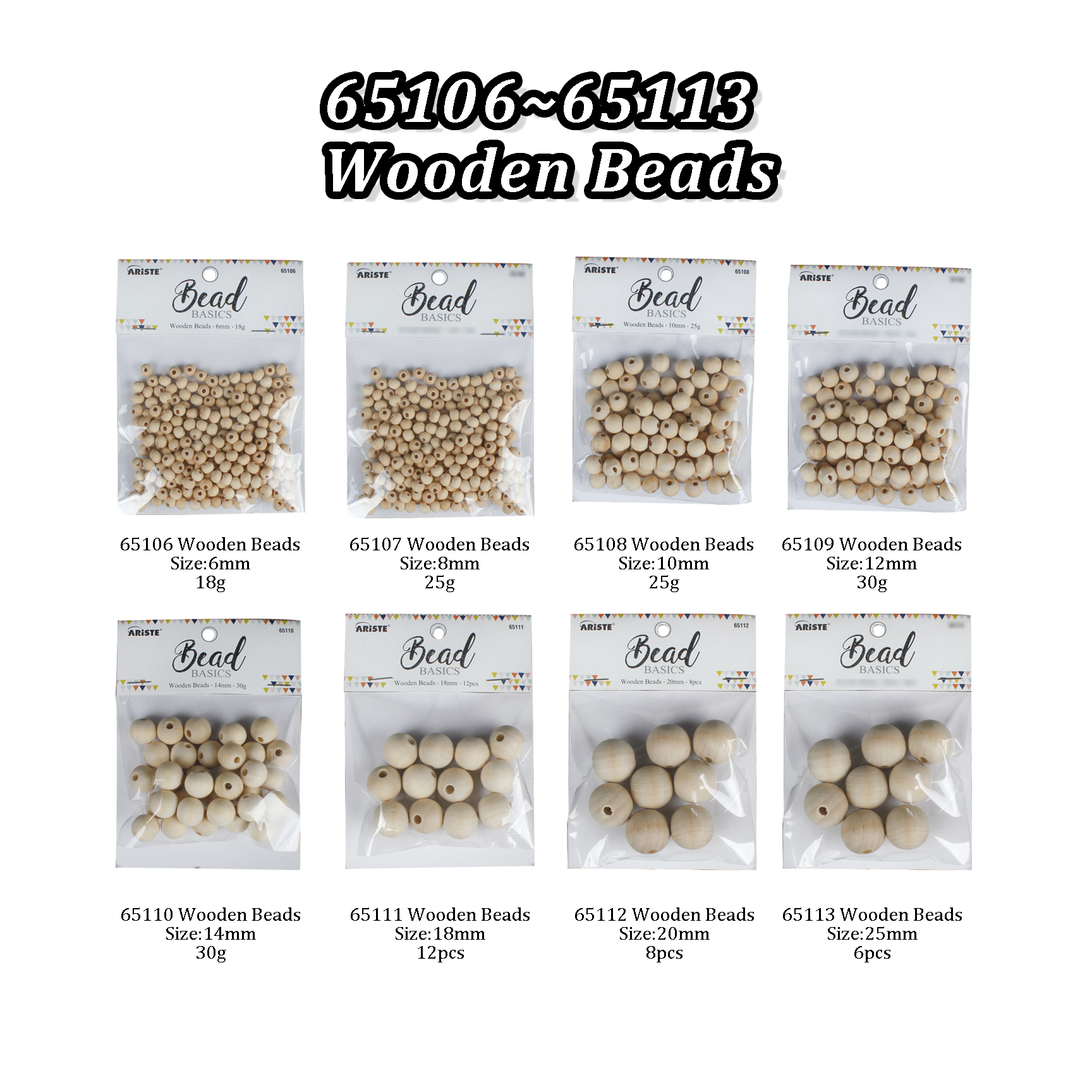 65106~65114 Wood beads