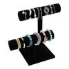 67027 9" Black Velvet Two Tiers T-Bar Bracelet Bangle Jewelry