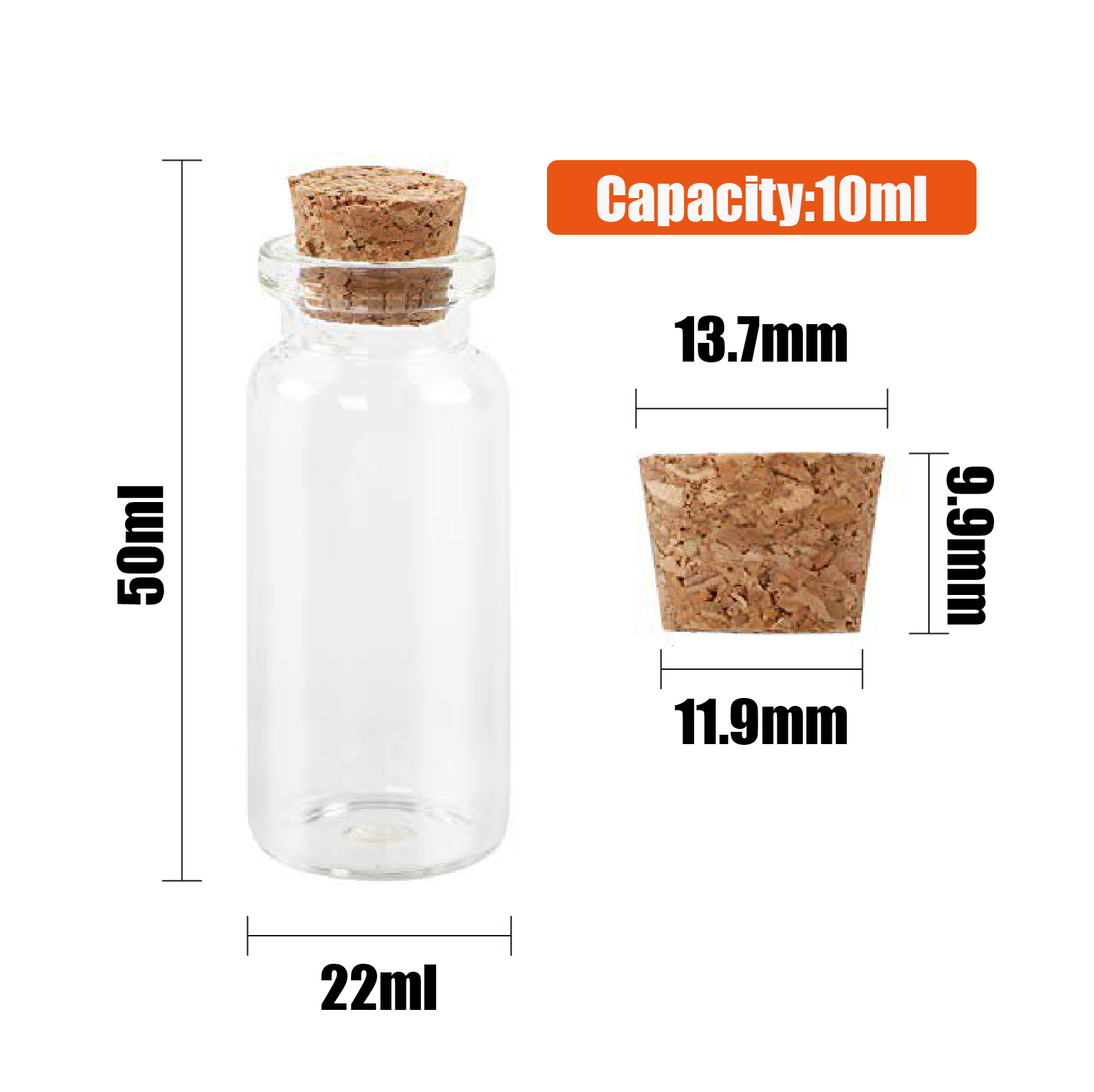 21994 4pcs 10ml Mini Glass Cork Bottles