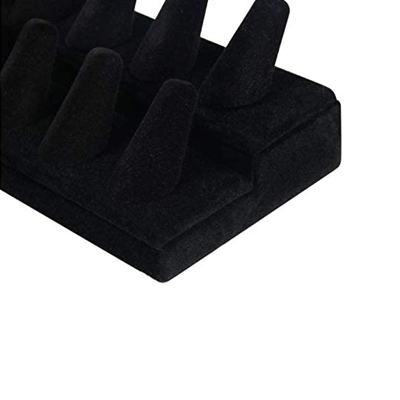 67703 Creative black velvet 18 finger ring display rack 