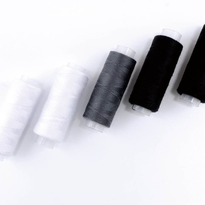 70703 Polyester Sewing Thread, black white grey