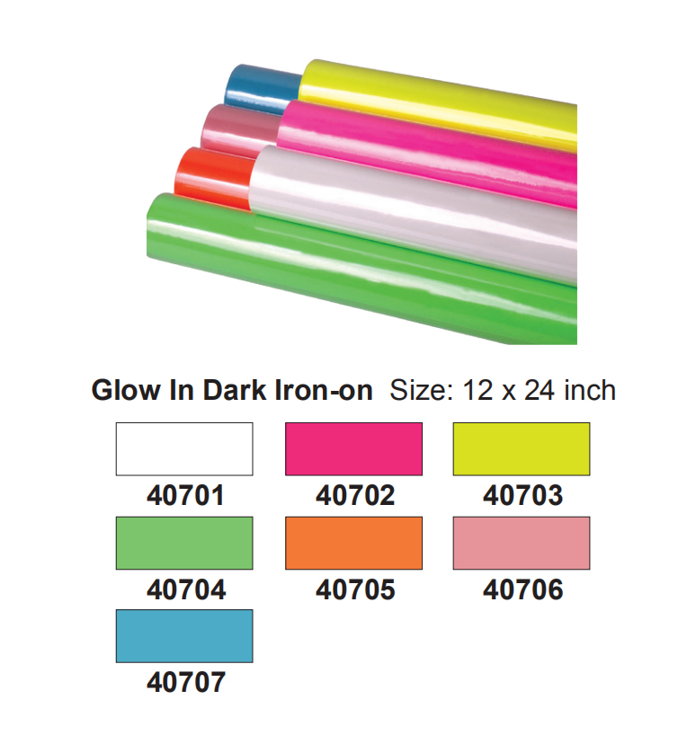 40701-40707 Glow in dark Iron-on